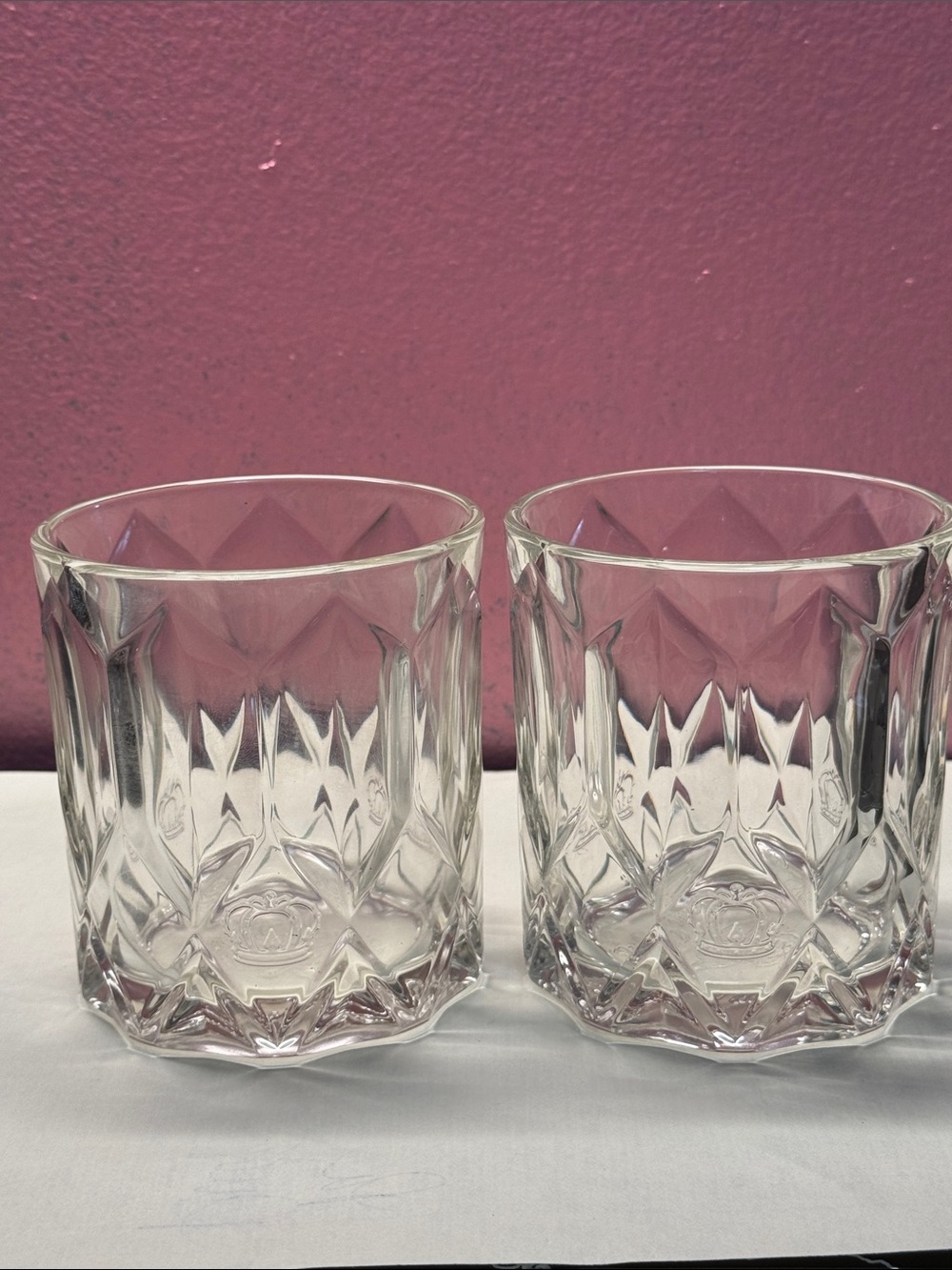 Vintage Crown Royal Whiskey Rocks Glass Starburst Crystal Tumbler
